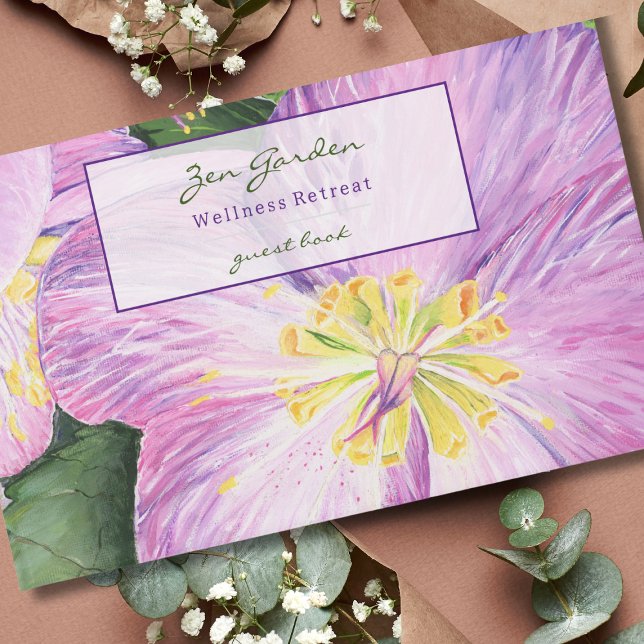 Libro de invitado de alquiler de vacaciones floral (This lovely floral guest book features my original hellebores flower painting.)