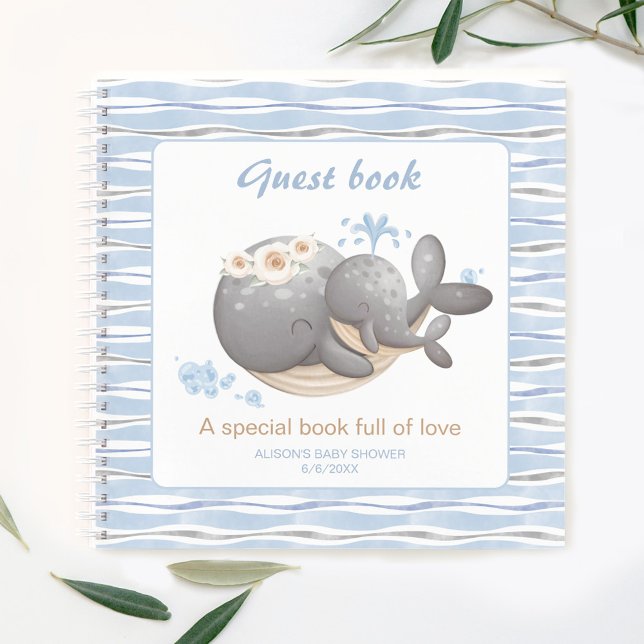 Libro de invitado de Baby Shower Boy Nautical Whal (Subido por el creador)