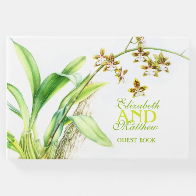 Libro de invitado de bodas de arte de orquídeas de (Anverso)