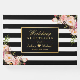 Libro de invitado de Bodas florales Black White St