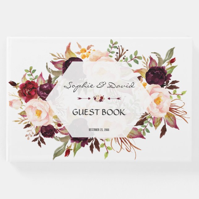 Libro de invitado de la Marina Geométrica floral d (Anverso)