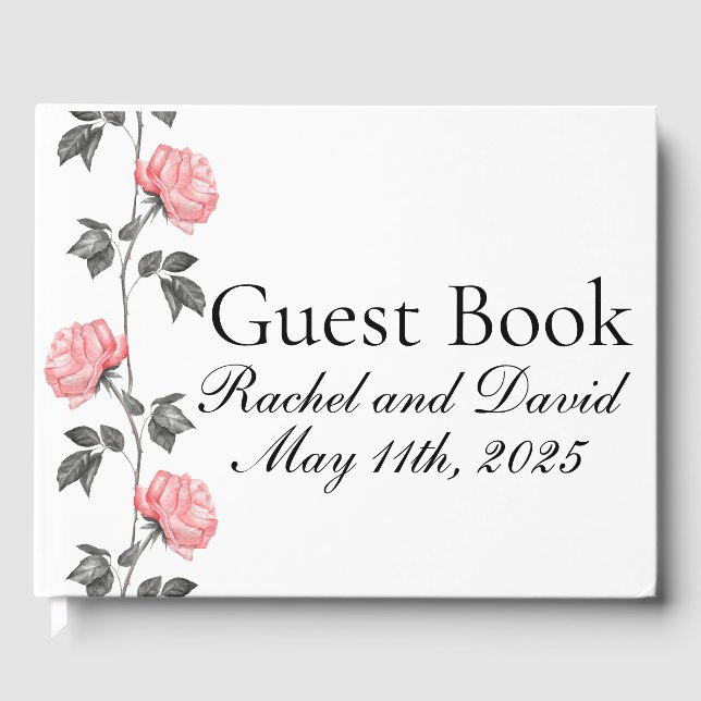 Libro de invitado de los Rosas de fondo de escrito (Anverso)