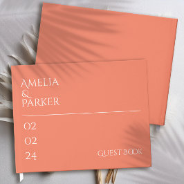 Libro de invitado de Naranja minimalista Boda