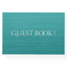 Libro de invitado de texto Verde azulado con blanc
