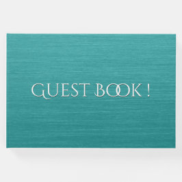 Libro de invitado de texto Verde azulado con blanc