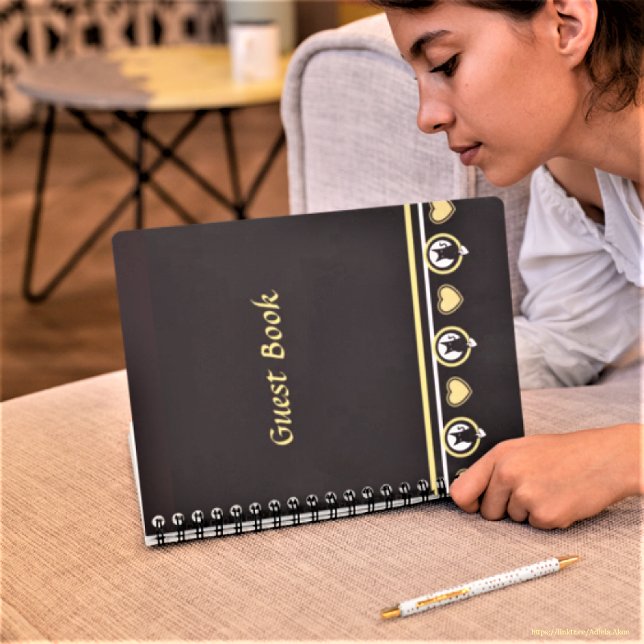 Libro de invitado de un gato por amor del poeta Ad (The Love Cat Guest Book designed by Poet Adiela Akoo. Love it? GET it! Shop the cute collection now)