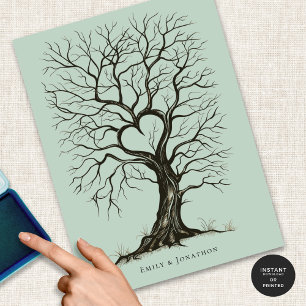 Libro de invitado del Boda de árbol de impresión v