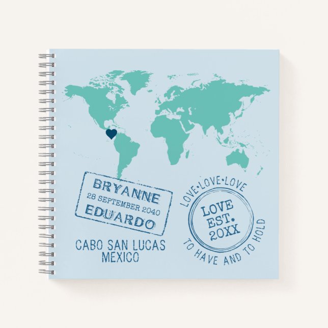 Libro de invitado del Mapa Mundial de Pasaportes a (Anverso)