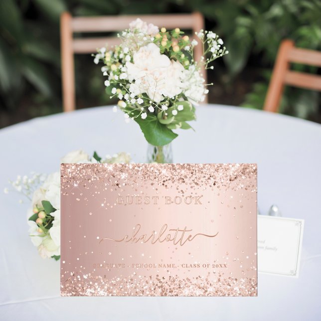 Libro de invitado Graduación Parte rosa de oro con (Subido por el creador)
