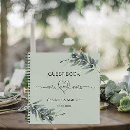 Libro de invitado hojas de oliva verde mr mrs boda