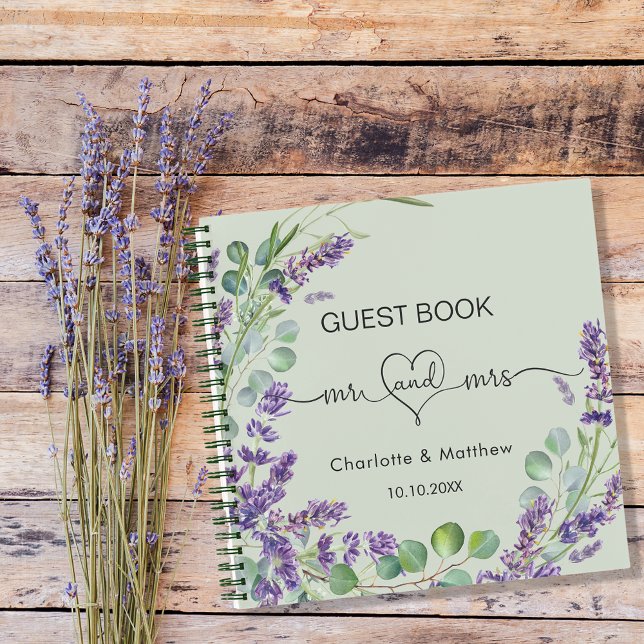 Libro de invitado lavender sage green mr mrs boda (Subido por el creador)