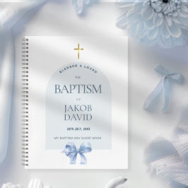 Libro de invitado sobre el bautismo de bovino azul