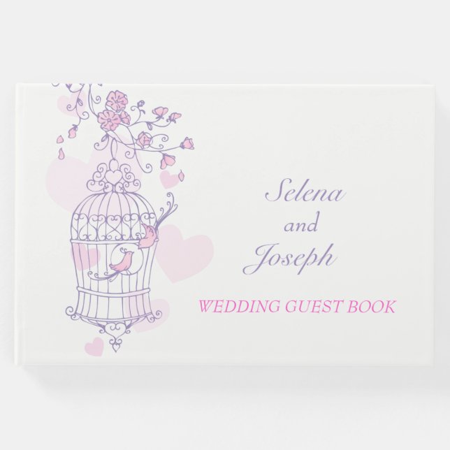 Libro de invitado sobre jaula de pájaro morado / b (Anverso)