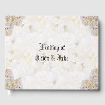 Libro de invitado sobre rosas blancas románticas