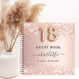Libro de invitados 18 cumpleaños rosa nombre purpu