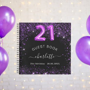 Libro de invitados 21º cumpleaños nombre purpurina