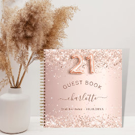 Libro de invitados 21 cumpleaños rosa dorado rubor