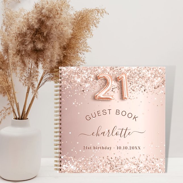 Libro de invitados 21 cumpleaños rosa dorado rubor (Subido por el creador)