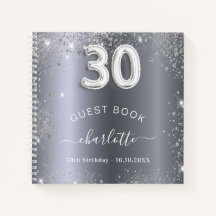Libro de invitados 30 cumpleaños purpurina de plat