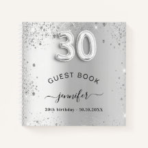 Libro de invitados 30 cumpleaños purpurina de plat