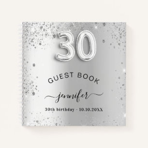 Libro de invitados 30 cumpleaños purpurina de plat