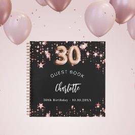 Libro de invitados 30 cumpleaños rosa negro estrel