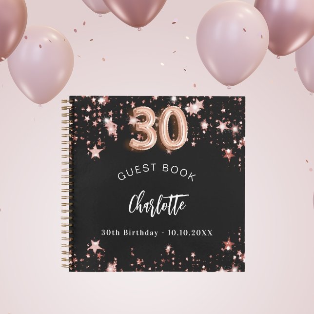 Libro de invitados 30 cumpleaños rosa negro estrel (Subido por el creador)