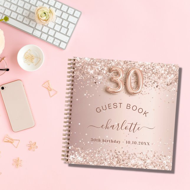 Libro de invitados 30 cumpleaños rosa oro purpurin (Subido por el creador)
