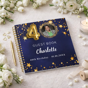 Libro de invitados 40 cumpleaños estrella dorada a