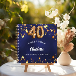 Libro de invitados 40 cumpleaños estrellas de oro 