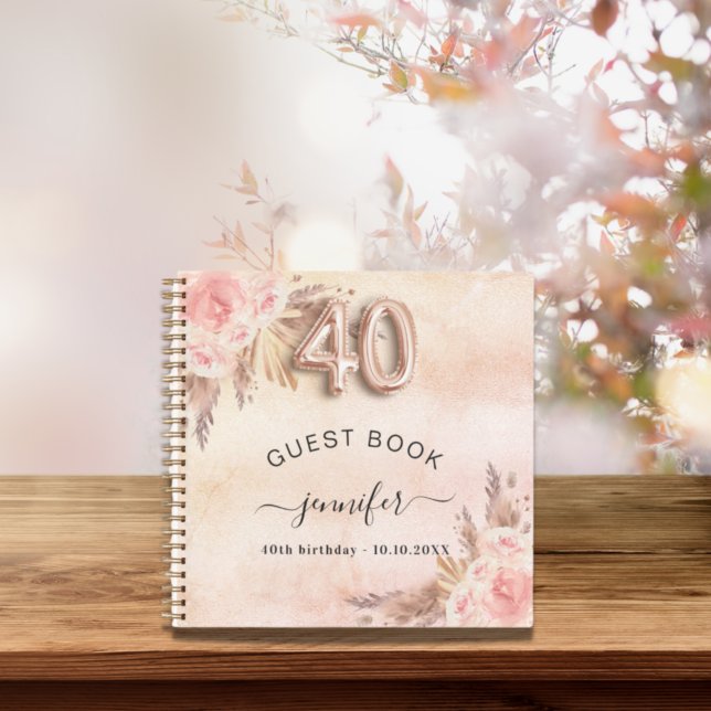 Libro de invitados 40 cumpleaños pampas rosa de or (Subido por el creador)