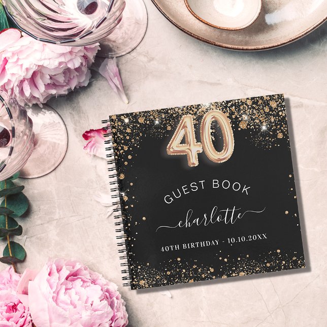 Libro de invitados 40 cumpleaños purpurina de oro  (Subido por el creador)