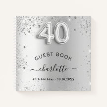 Libro de invitados 40 cumpleaños purpurina de plat
