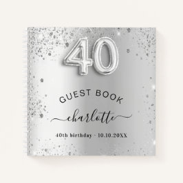 Libro de invitados 40 cumpleaños purpurina de plat