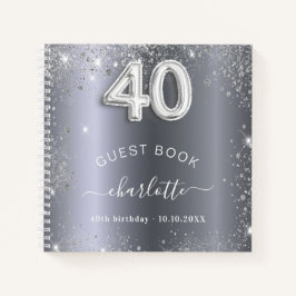 Libro de invitados 40 cumpleaños purpurina de plat
