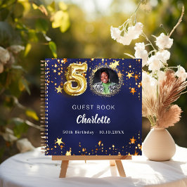 Libro de invitados 50 cumpleaños estrella dorada a