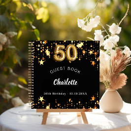 Libro de invitados 50 cumpleaños estrellas de oro 