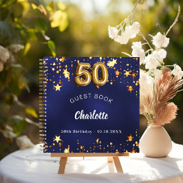 Libro de invitados 50 cumpleaños estrellas de oro 