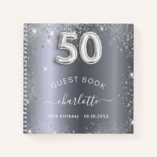 Libro de invitados 50 cumpleaños purpurina de plat