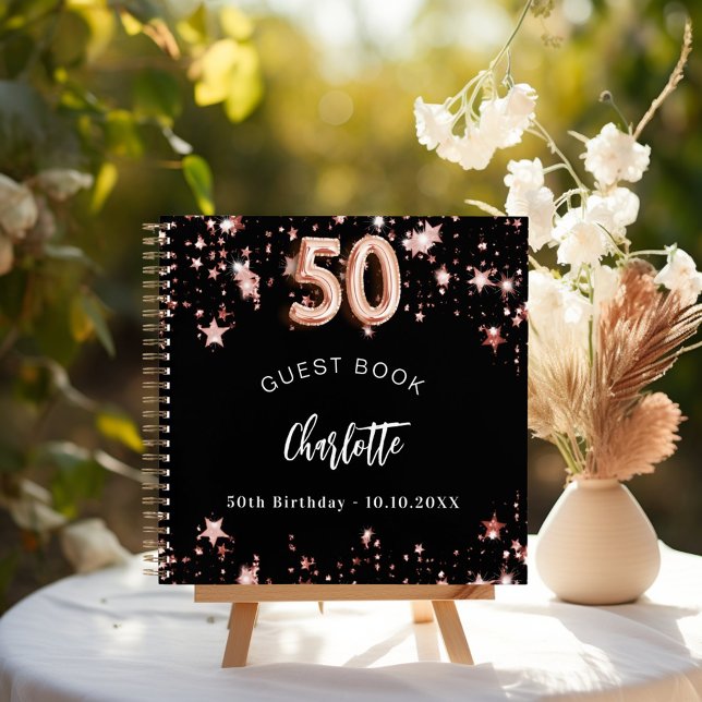 Libro de invitados 50 cumpleaños rosa negro estrel (Subido por el creador)