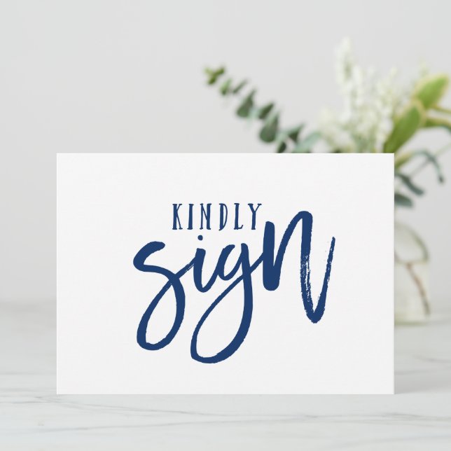 Libro de invitados 5X7 Sign | Caligrafía de pincel (Anverso de pie)