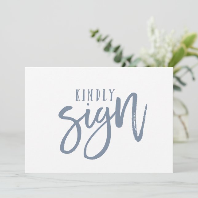 Libro de invitados 5X7 Sign | Letra a mano (Azul p (Anverso de pie)