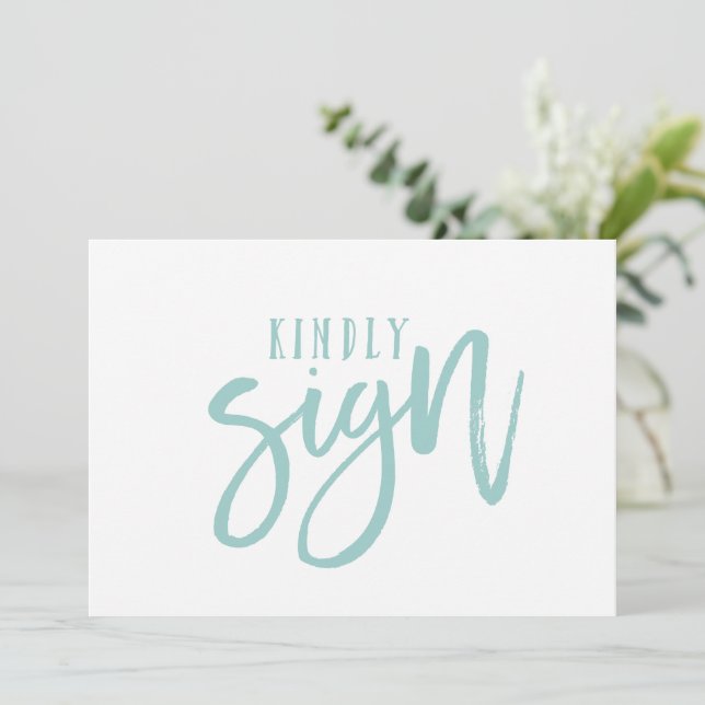 Libro de invitados 5X7 Sign | Pincel (Turquesa Cla (Anverso de pie)