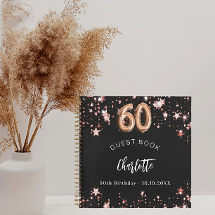 Libro de invitados 60 cumpleaños rosa negro estrel