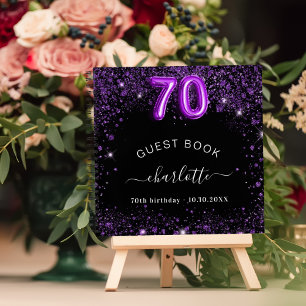 Libro de invitados 70 cumpleaños nombre purpurina 