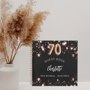Libro de invitados 70 cumpleaños rosa negro estrel