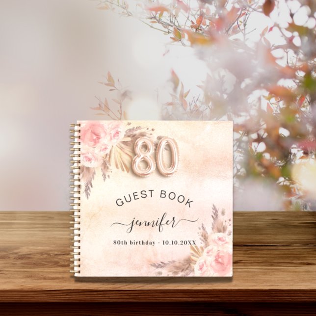 Libro de invitados 80 cumpleaños pampas rosa de or (Subido por el creador)