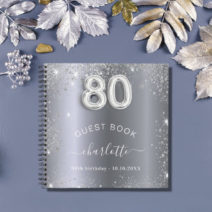 Libro de invitados 80 cumpleaños purpurina de plat