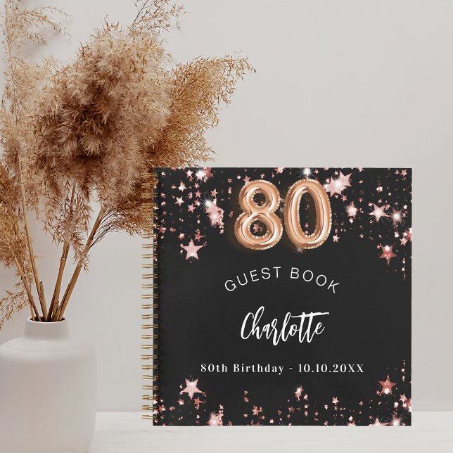 Libro de invitados 80 cumpleaños rosa negro estrel (Subido por el creador)