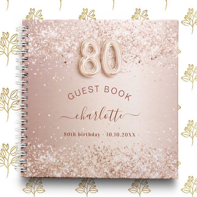 Libro de invitados 80 cumpleaños rosa purpurina de (Subido por el creador)